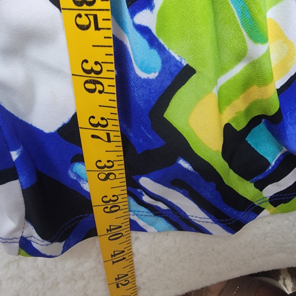 Kiara Sheath Dress Women Large Blue Green Abstract Geometric Knot Side SCWK183 - Picture 4 of 6